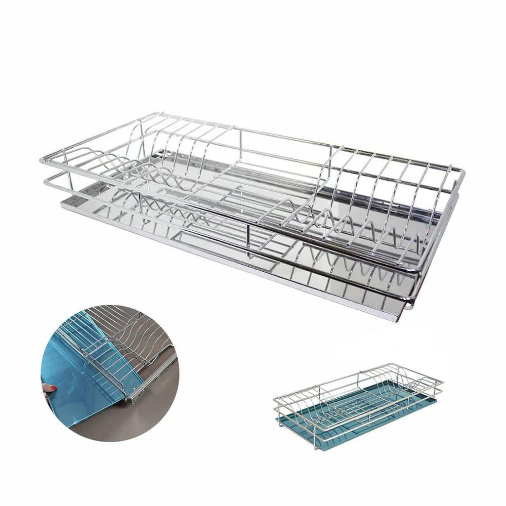 Escorredor de Pratos Aéreo Fixo Cromado c/ Bandeja Inox 870mm Bredal