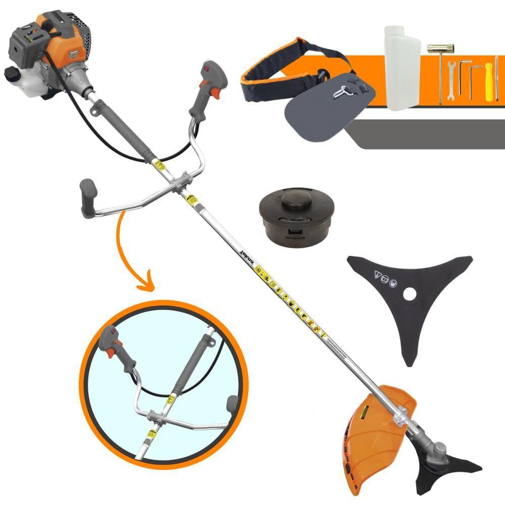 Roçadeira Robusta Á Gasolina Tekna RL520P Plus 2T 52cc 2HP 10.000RPM de Rotação Modelo Completo Com Lâmina 3 Pontas e Cabeçote Nylon