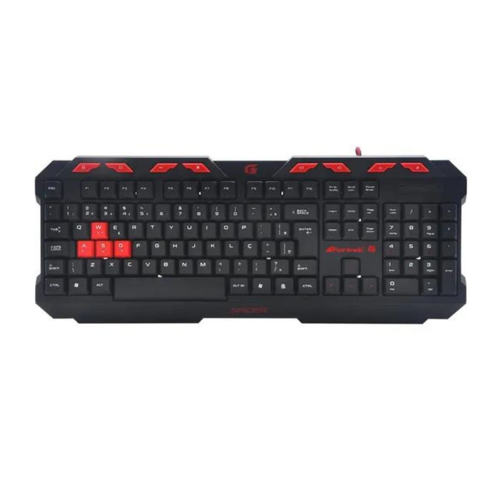 Teclado Gamer Fortrek GK706 Spider USB ABNT2 Plug & Play Preto/Vermelho