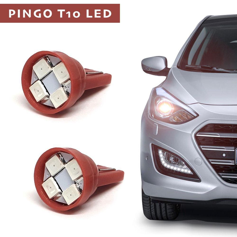 Par Lâmpadas T10 Pingo Led Vermelho Lanterna Farolete Meia Luz Volkswagen Bora 2006 2007 2008 2009 2010 2011