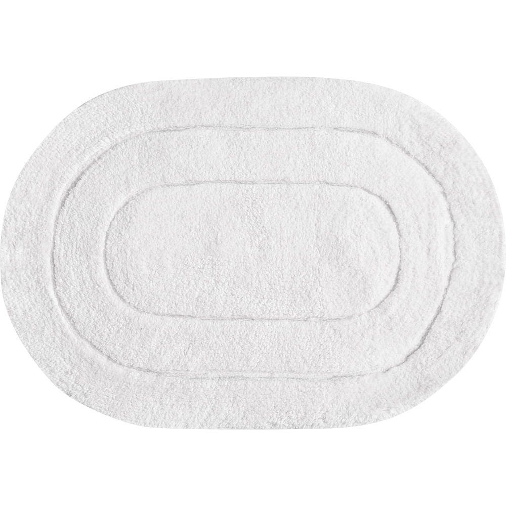 Tapete De Banheiro Algodão Oval Vizapi Erode 50X70Cm Branco