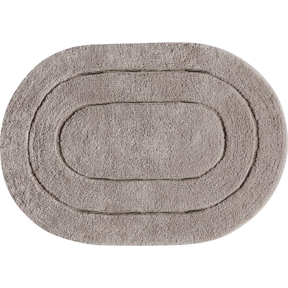 Tapete De Banheiro Algodão Oval Vizapi Erode 50X70Cm Pardo