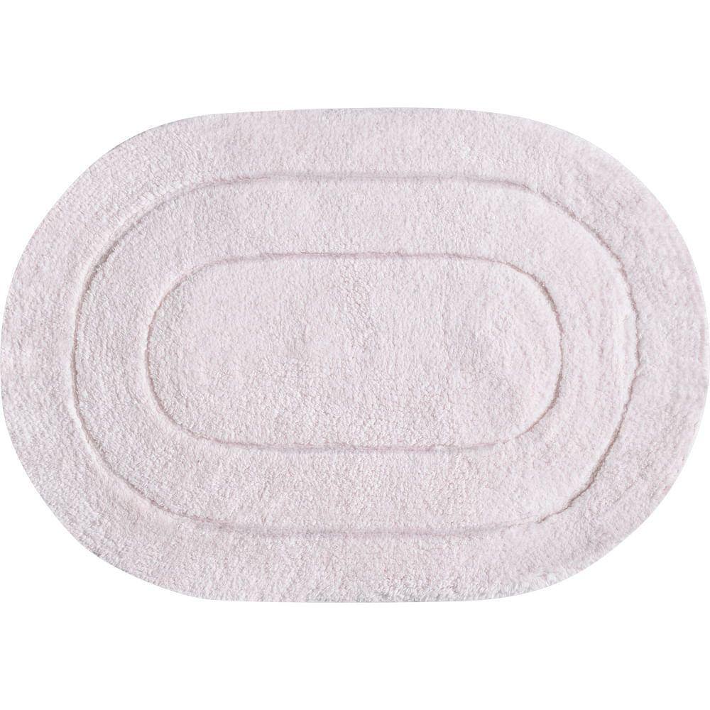 Tapete De Banheiro Algodão Oval Vizapi Erode 50X70Cm Rosa Pale