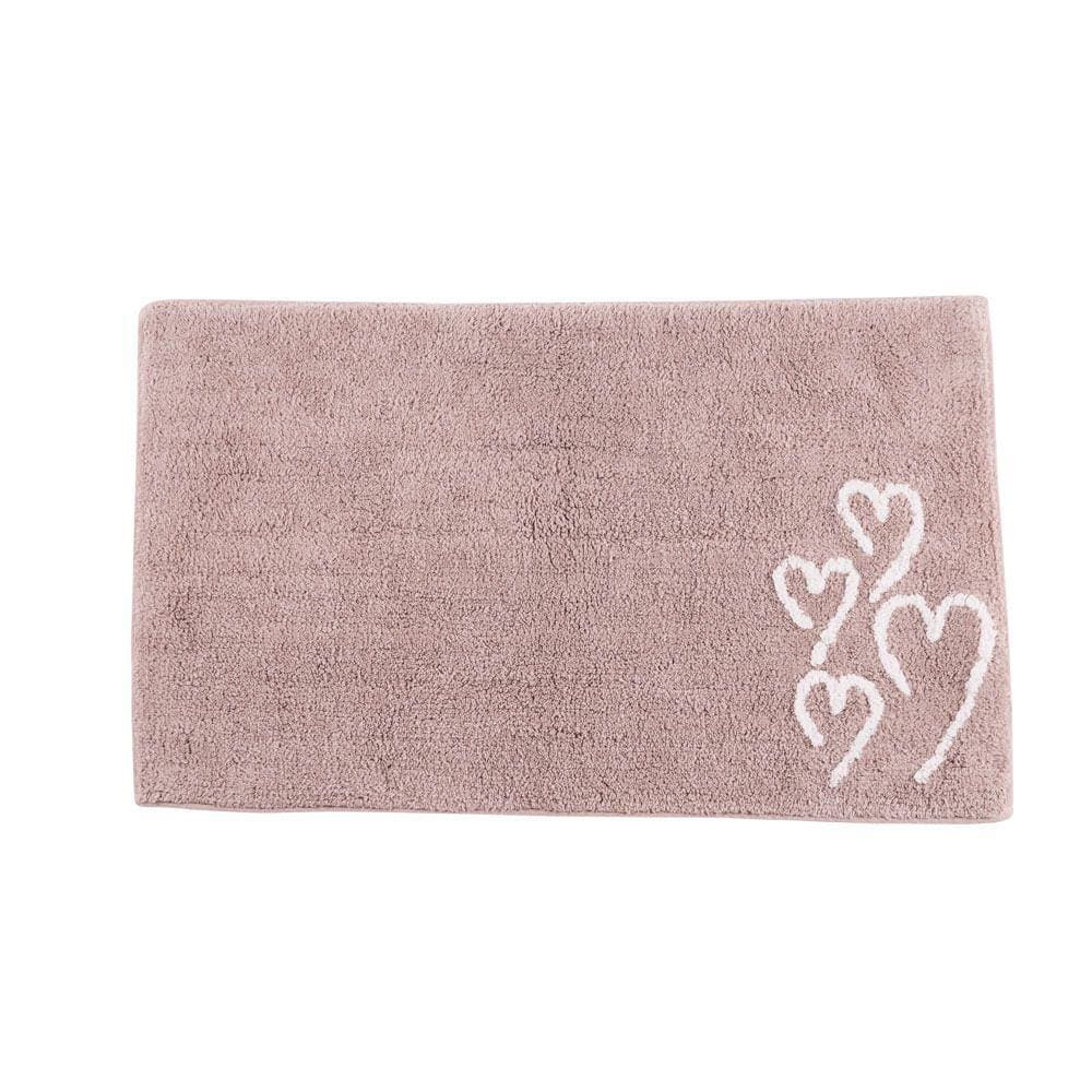 Tapete De Banheiro Quarto Kids Infantil Algodão Retangular Vizapi Love 50x80Cm Marrom Castor Branco