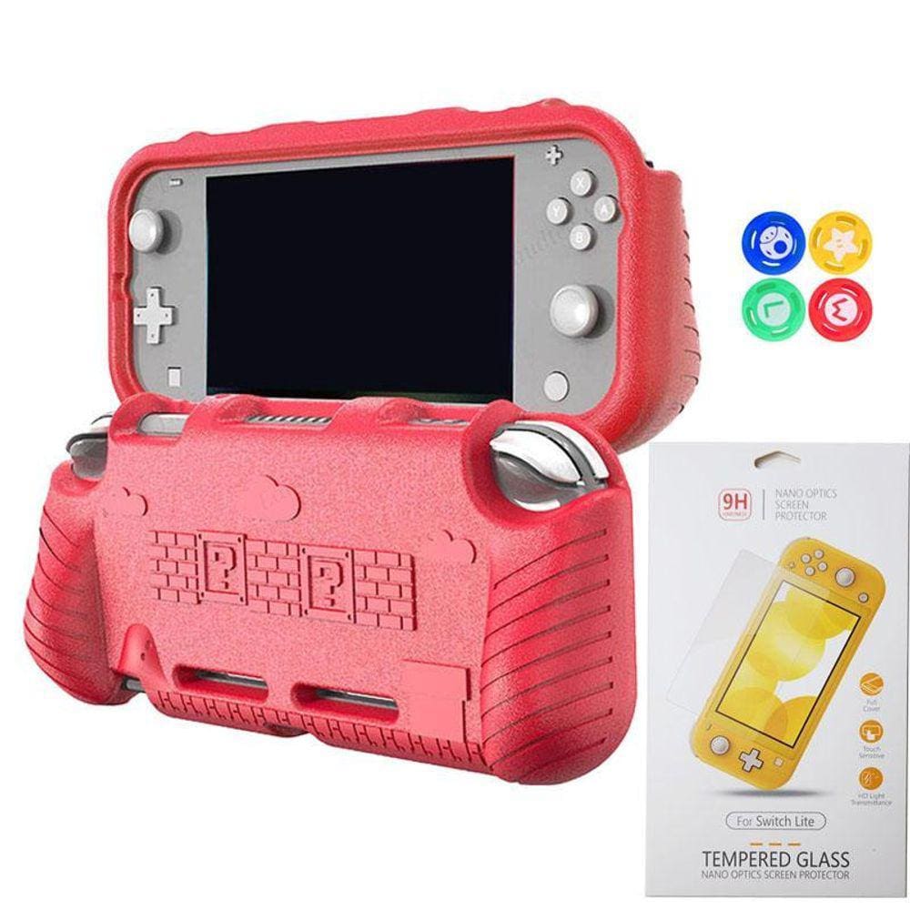Capa Nintendo Switch Lite Vermelha Eva + 4 Grips + Película