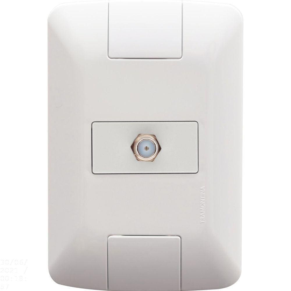 Conjunto 4x2 Com 1 Tomada Tv/sat Coaxial Tramontina Aria Branco Tramontina