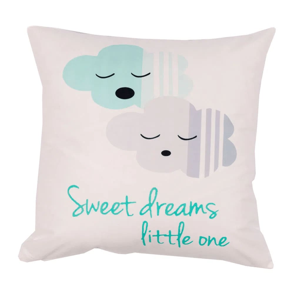 Almofada Infantil Vizapi 44x44cm Doce Sonho Branca Cinza e Verde