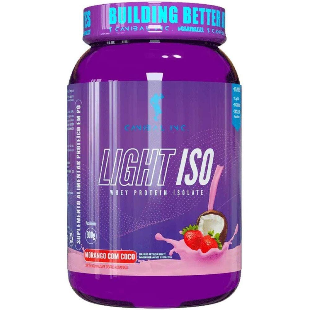 Whey Protein Isolado Light Iso 900G Canibal Morango Com Coco
