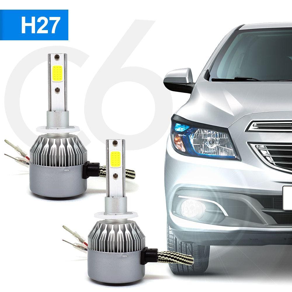 Par Lâmpadas H27 Farol Milha Chevrolet Prisma 2017 2018 2019 2020 Super Led C6 6000k 7200 Lumens Branco Frio Efeito Xenon