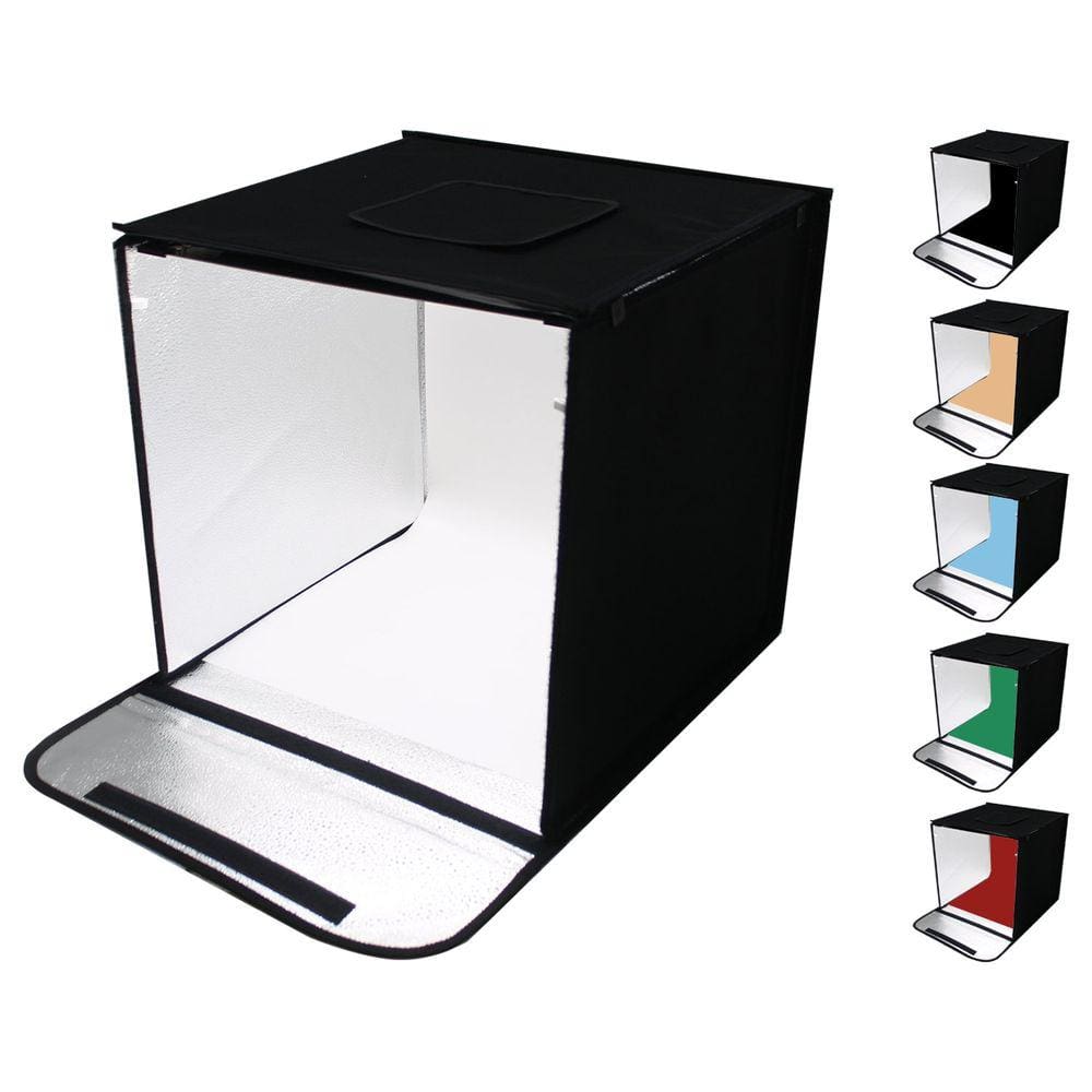 Mini Estúdio Cabine Fotográfico Portátil 60x60cm 2 Barra Led com 6 Fundos