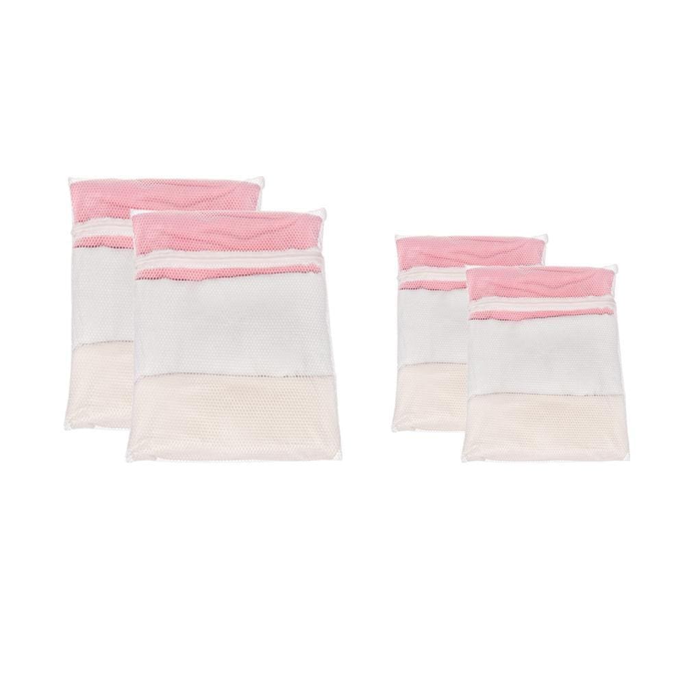 Kit Conjunto 4 Sacos Para Lavar Roupas Papa Bolinhas Maquina de Lavar 2M 2G Ordene Branco