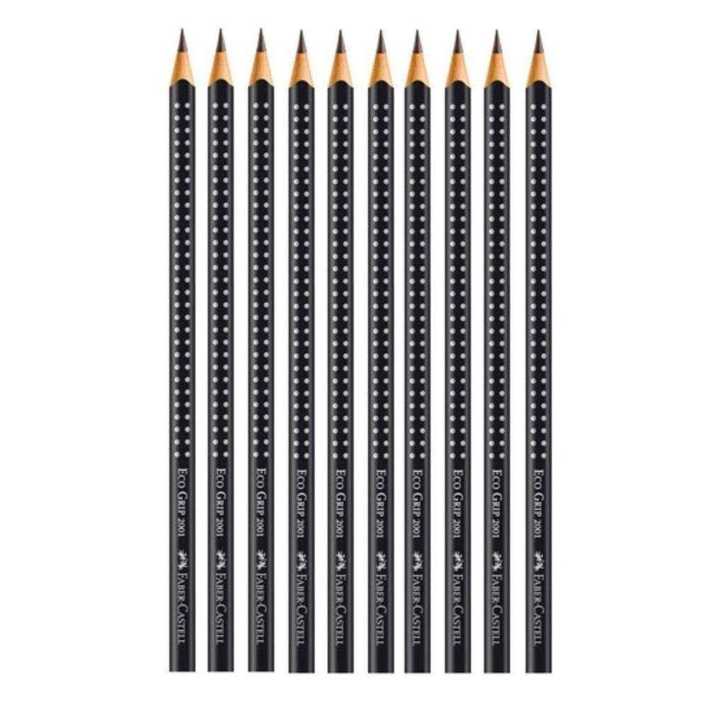 Kit 10 Lápis Grafite Preto Grip 2001 Nº2 B Faber Castell