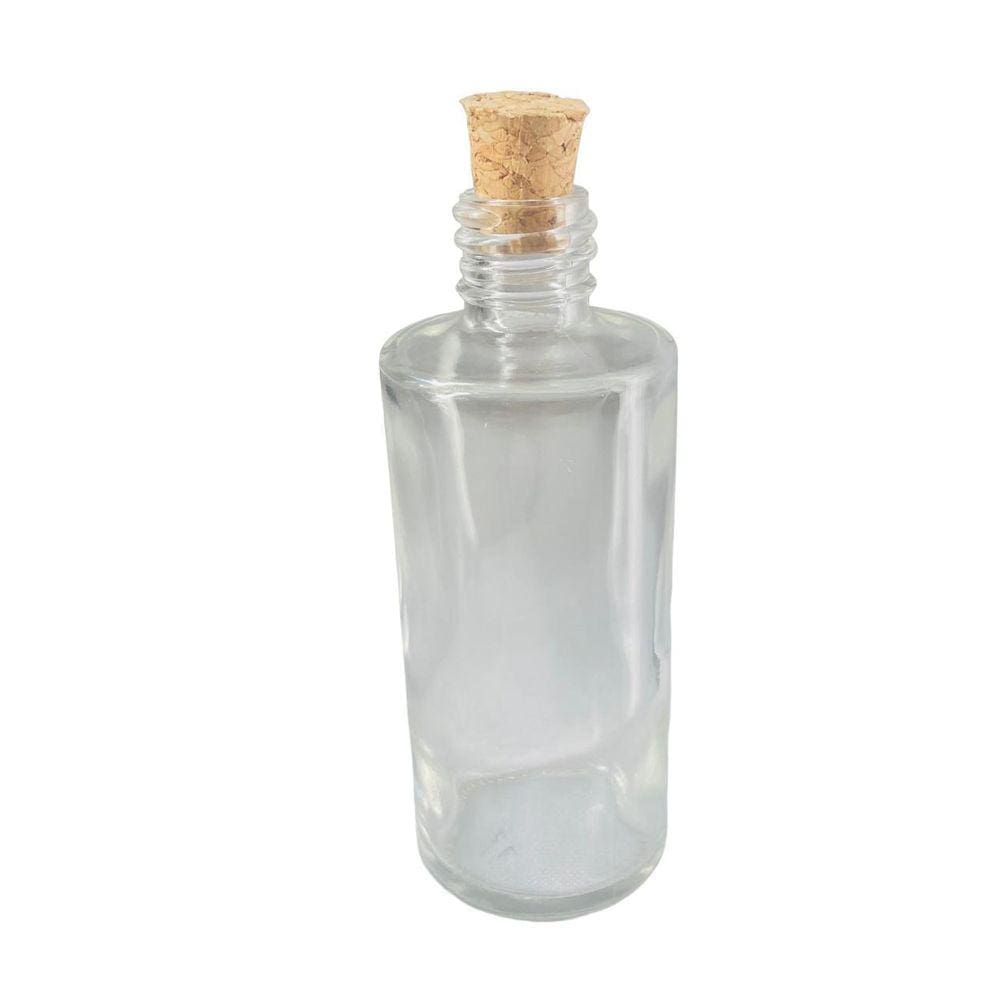 Kit 10 Un Vidro Cilíndrico De Rosca Com Tampa Rolha 50Ml
