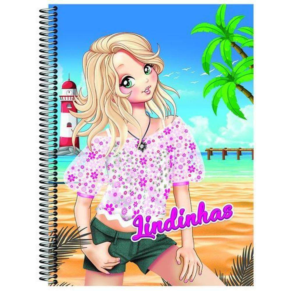 Caderno Universitário Espiral Capa Dura Lindinhas 10