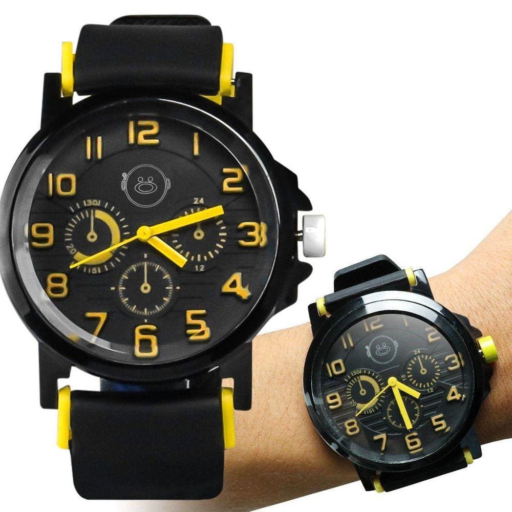 Aço Inox Relogio Qualidade Premium Masculino Preto Silicone