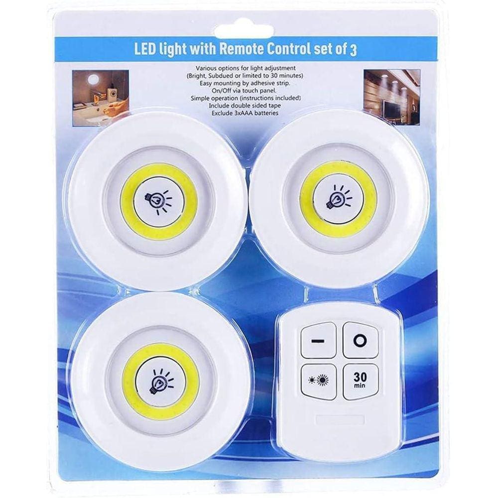 Kit 3 Lampadas Luminaria Led Controle S/ Fio Spot Remoto 15W