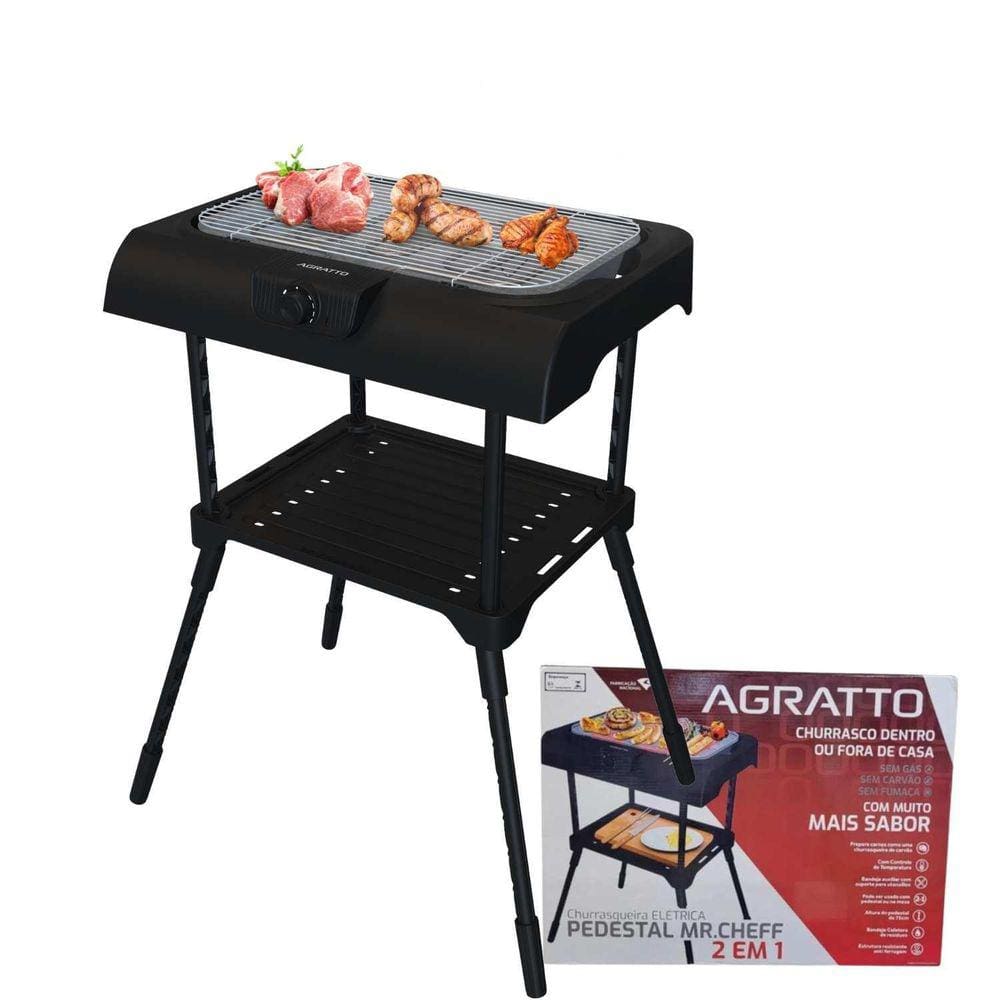 Churrasqueira Portátil Elétrica Pezinho Suporte 110V/220V