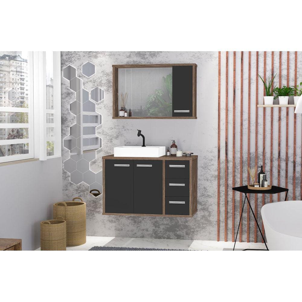 Conjunto para Banheiro Turin 80 Avelato / Preto