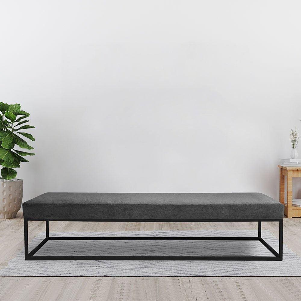 Puff Giulia para Sala de Estar 100cm Cinza/Preto