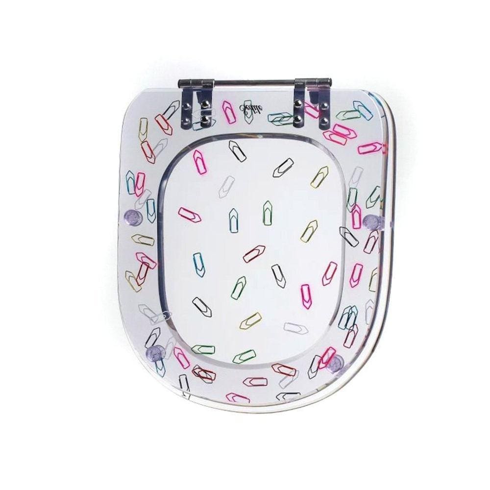 Assento Sanitário Poliéster para Louça Life/vogue Plus celite/deca Aço Decorado `clips` Incolor Incolor
