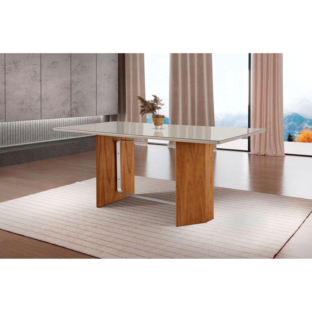 Mesa para Sala de Jantar Persia 1800 X 900 Cinamomo Imbuia/Laq. Champanhe
