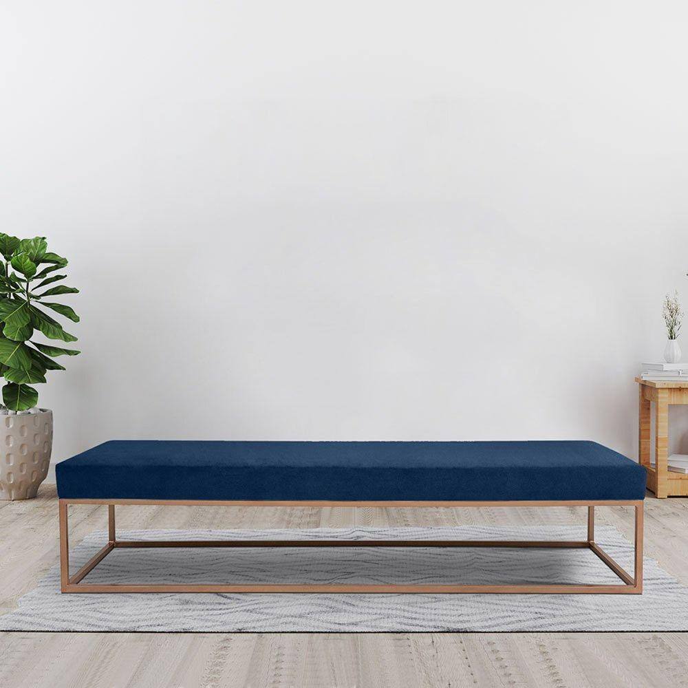 Puff para Sala de Estar Giulia 140 Cm Azul/Dourado