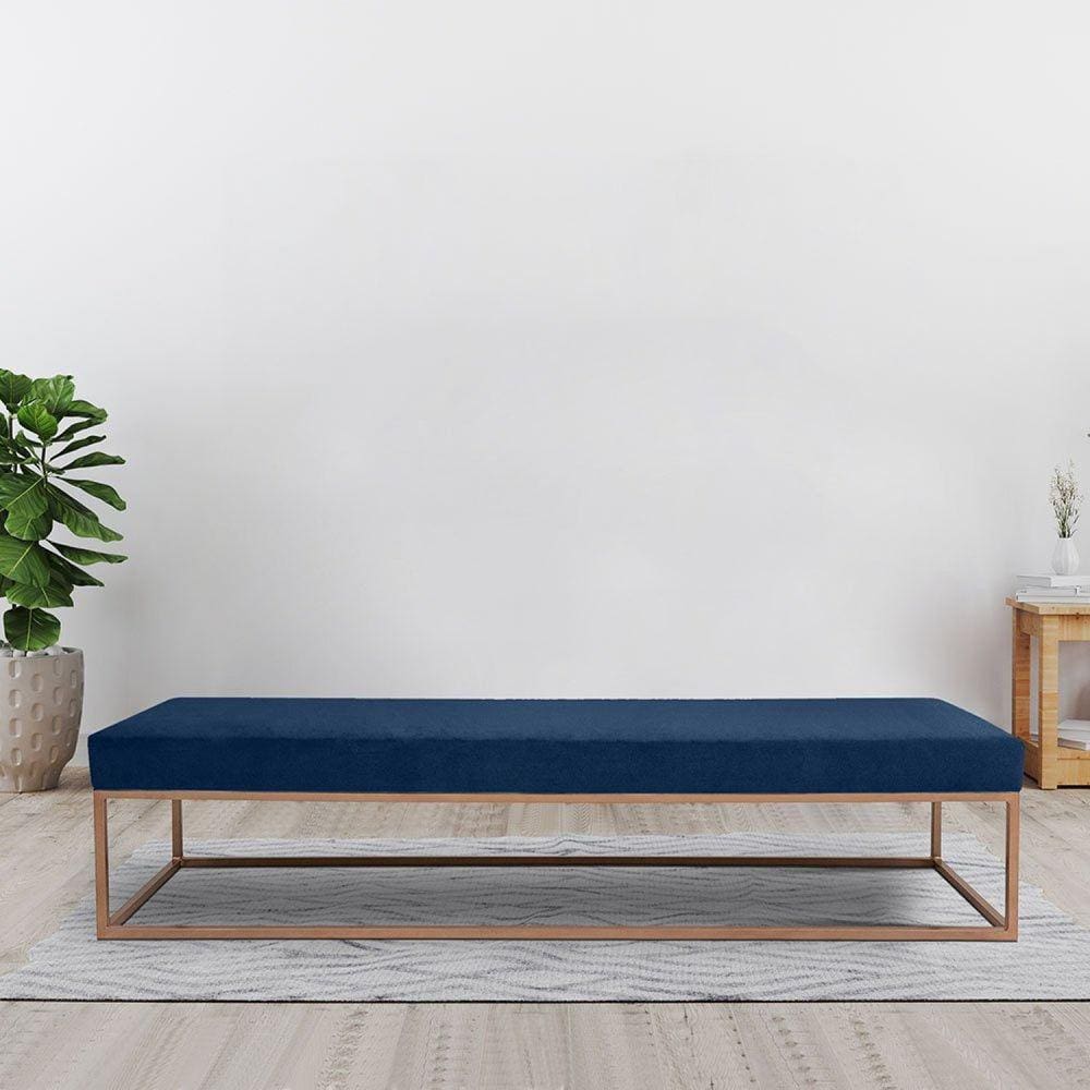 Puff para Sala de Estar Giulia 160 Cm Azul/Dourado