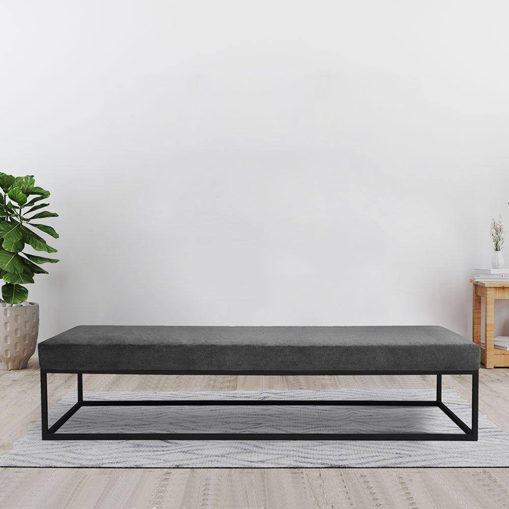 Puff para Sala de Estar Giulia 160 Cm Cinza/Preto
