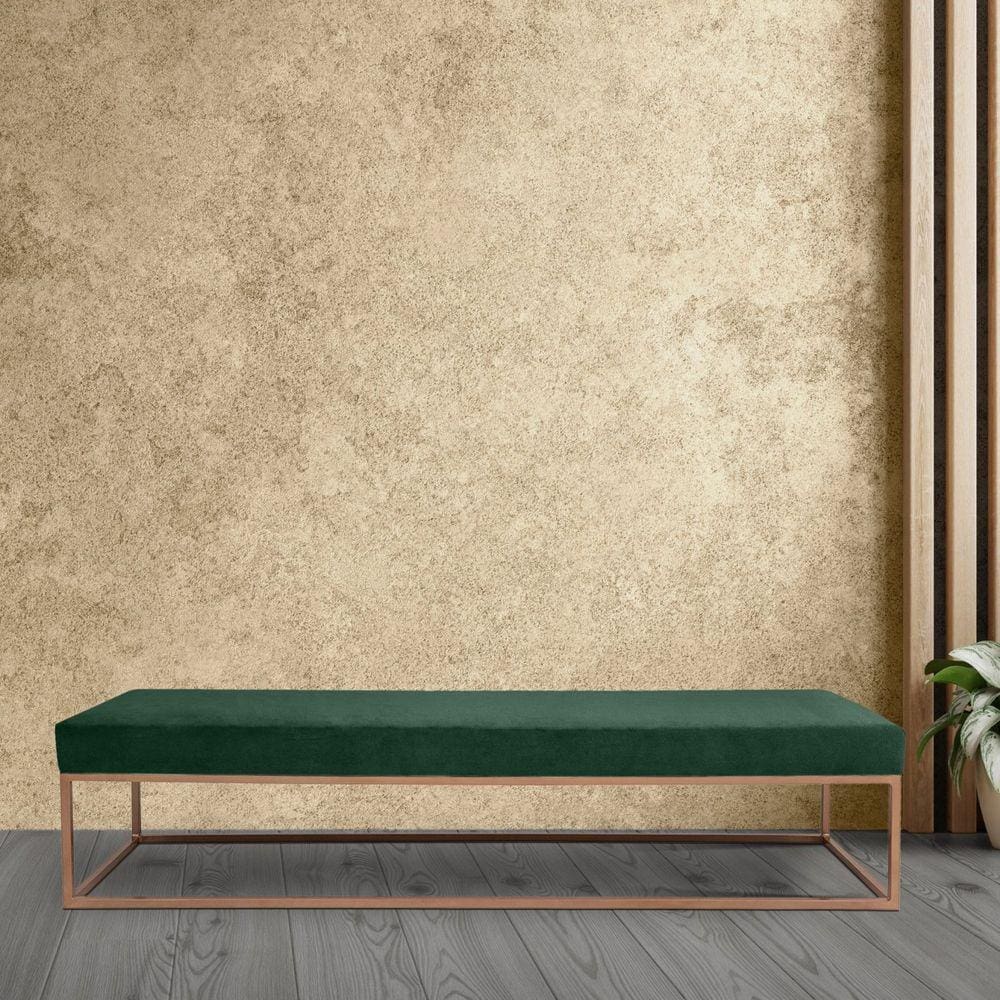 Puff Giulia para Sala de Estar 100cm Verde/Dourado