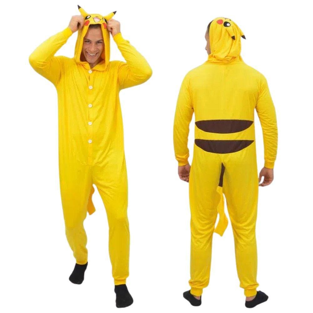 Pikachu Kigurumi Macacão Pijama Roupa Fantasia Cosplay Verão Adulto Oficial Pokémon