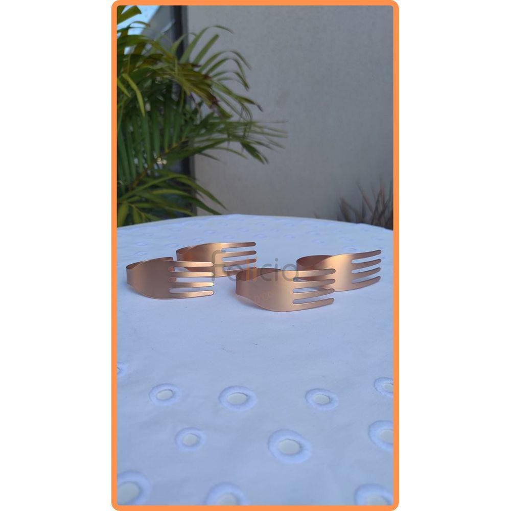 Jogo com 4 Anéis de Guardanapo Garfo Rose Gold - Rafimex