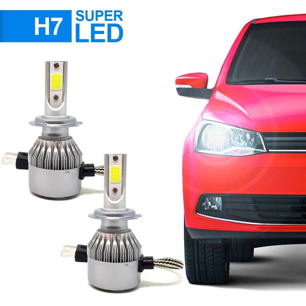 Par Lâmpadas H7 Farol Baixo Chevrolet Montana 2010 2011 2012 2013 2014 2015 Super Led C6 6000k 7200 Lumens Branco Frio Efeito Xenon