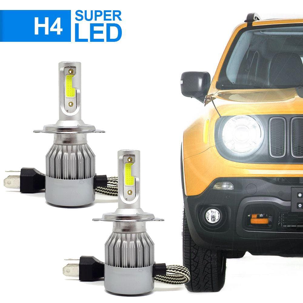 Par Lâmpadas H4 Farol Milha Volkswagen Spacecross 2016 2017 2018 2019 2020 Super Led C6 6000k 7200 Lumens Branco Frio Efeito Xenon
