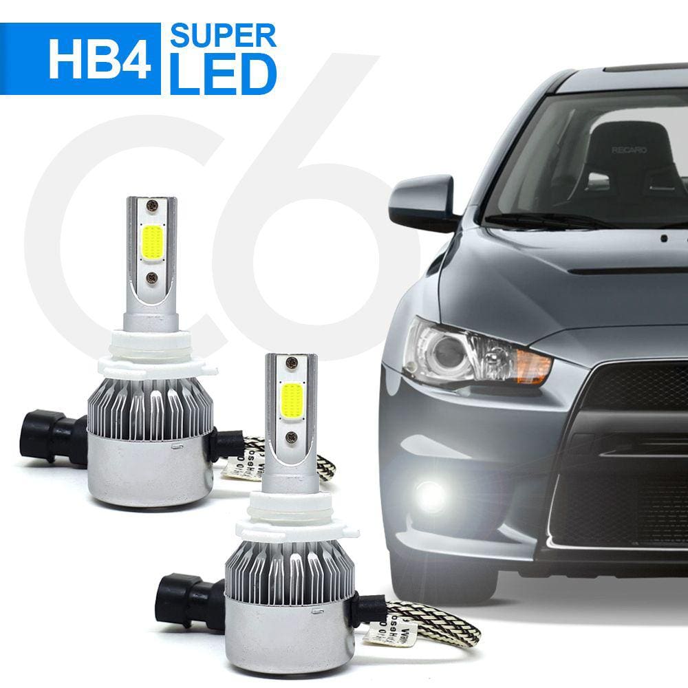 Par Lâmpadas HB4 Farol Milha Ford Ecosport 2003 2004 2005 2006 2007 Super Led C6 6000k 7200 Lumens Branco Frio Efeito Xenon