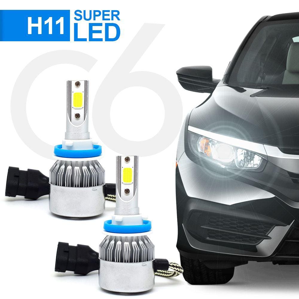 Par Lâmpadas H11 Farol Milha BMW X6 2010 2011 2012 2013 2014 2015 Super Led C6 6000k 7200 Lumens Branco Frio Efeito Xenon