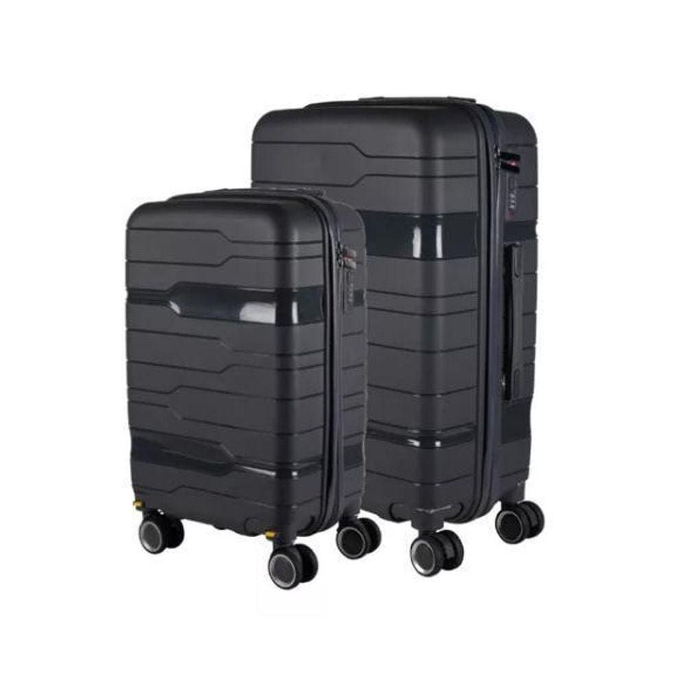 Conjunto Mala 23Kg + 10Kg Polipropileno Inquebrável Grafite