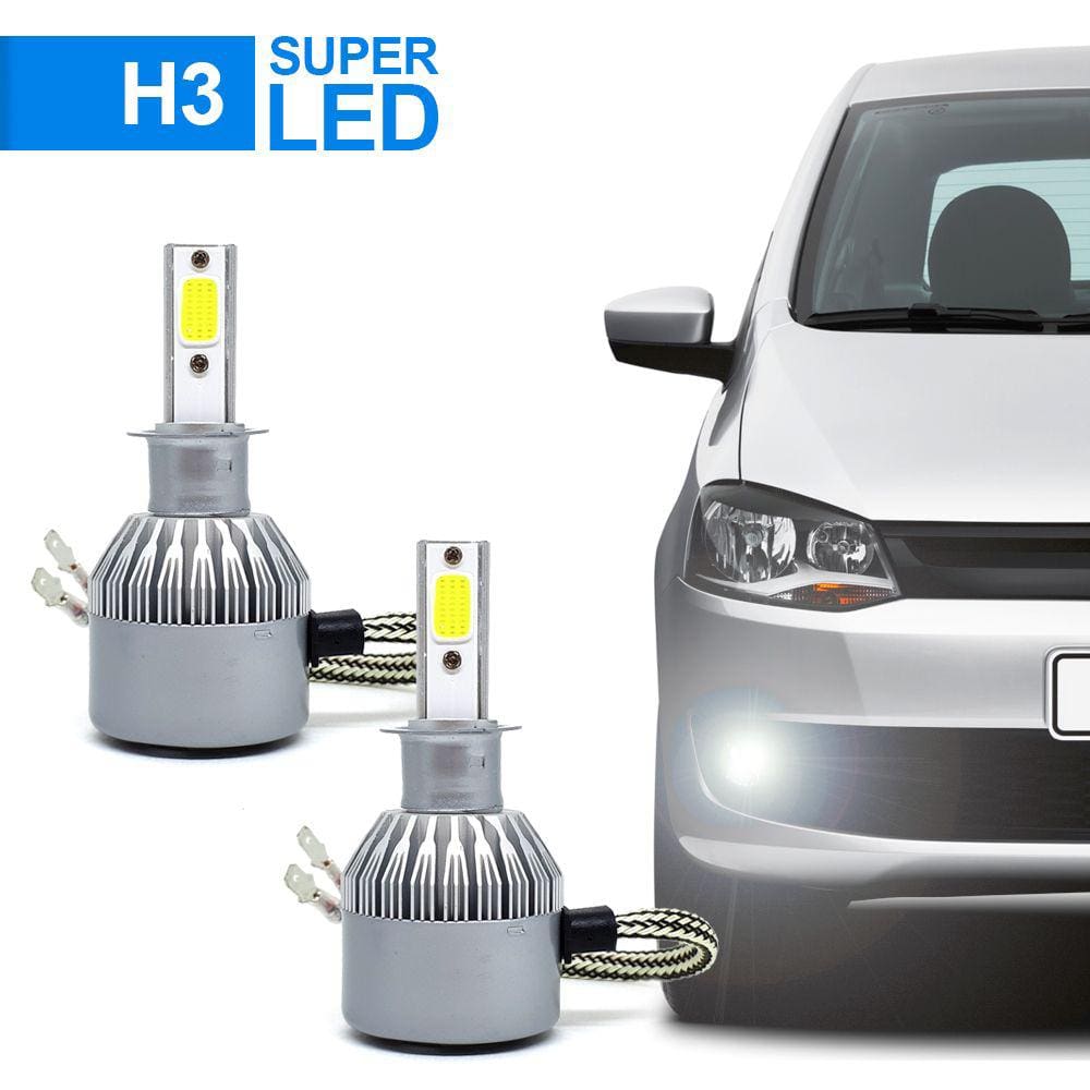 Par Lâmpadas H3 Farol Milha Chevrolet Corsa 1998 1999 2000 2001 Super Led C6 6000k 7200 Lumens Branco Frio Efeito Xenon