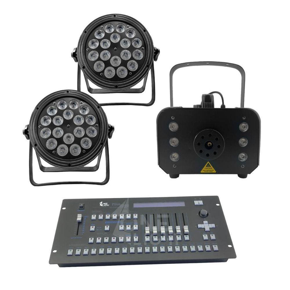 Kit 2 Par Led Slim + Máquina De Fumaça 1200W + Mesa Pilot