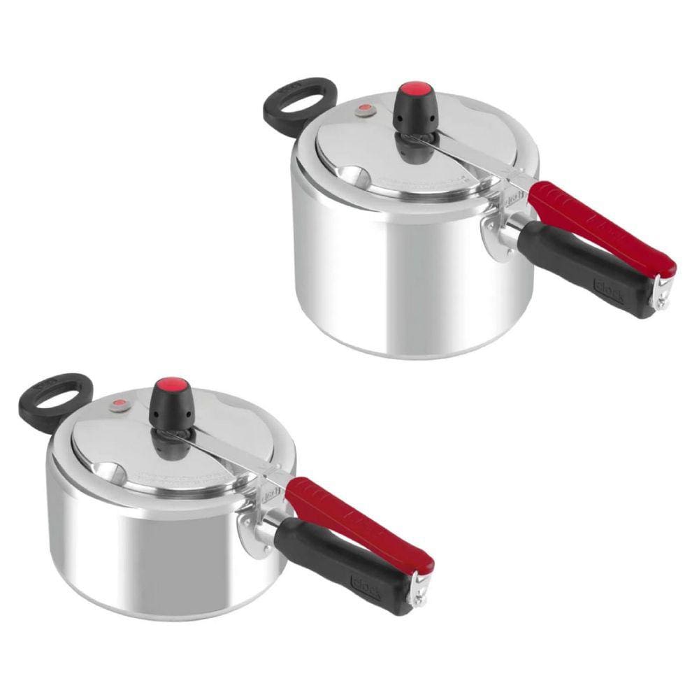 Kit Com 2 Panelas de Pressão Clock 4,5 Litros e 3 Litros Polida Fechamento Interno