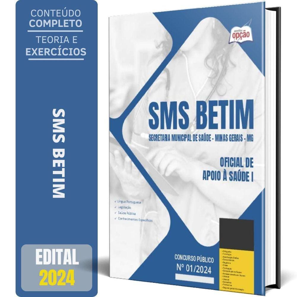 Apostila Sms Betim Mg 2024 - Oficial De Apoio À Saúde I