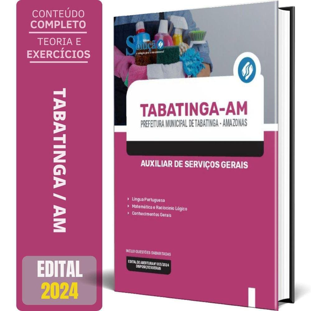 Apostila Prefeitura Tabatinga Am 2024 Auxiliar Serviços
