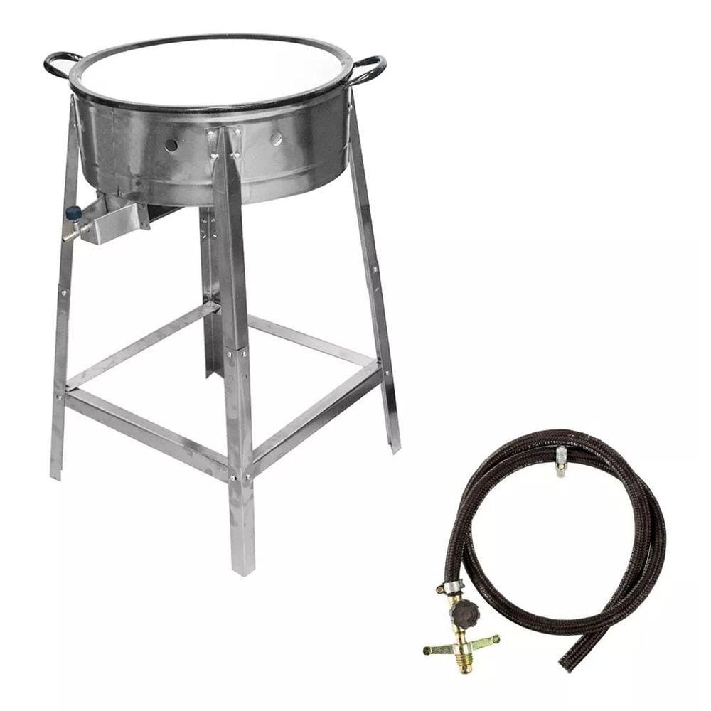 Fogão Pasteleiro Inox Gás Alta Pressão Tacho nº 18 C/ Mangueira