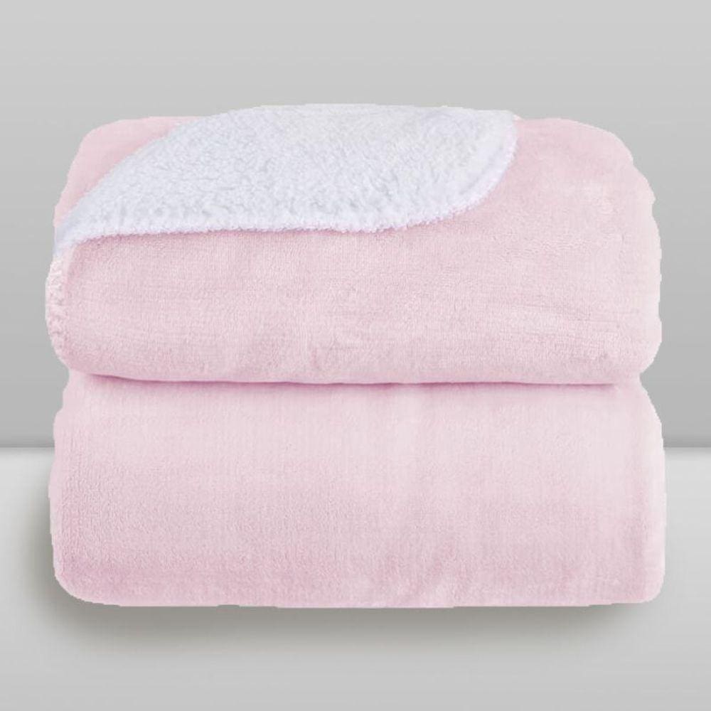 Cobertor Microfibra Plush Com Sherpa Rosa - Laço Bebê