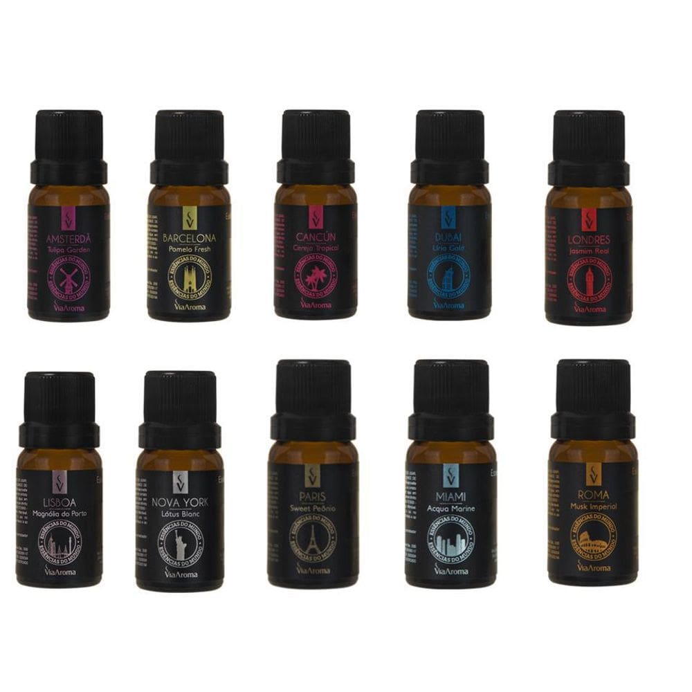 Kit 10 Essencias Linha Mundo - 10Ml