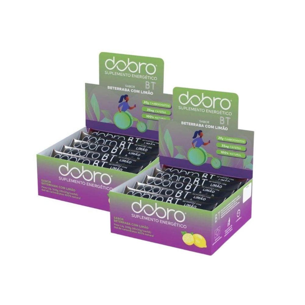 Kit 2 Bt Gel Repositor Energético Dobro Limão Cafeína 10Un
