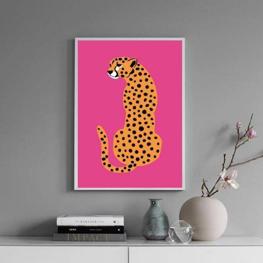 Quadro Decorativo The Leopard - Pink 33X24Cm - Com Vidro
