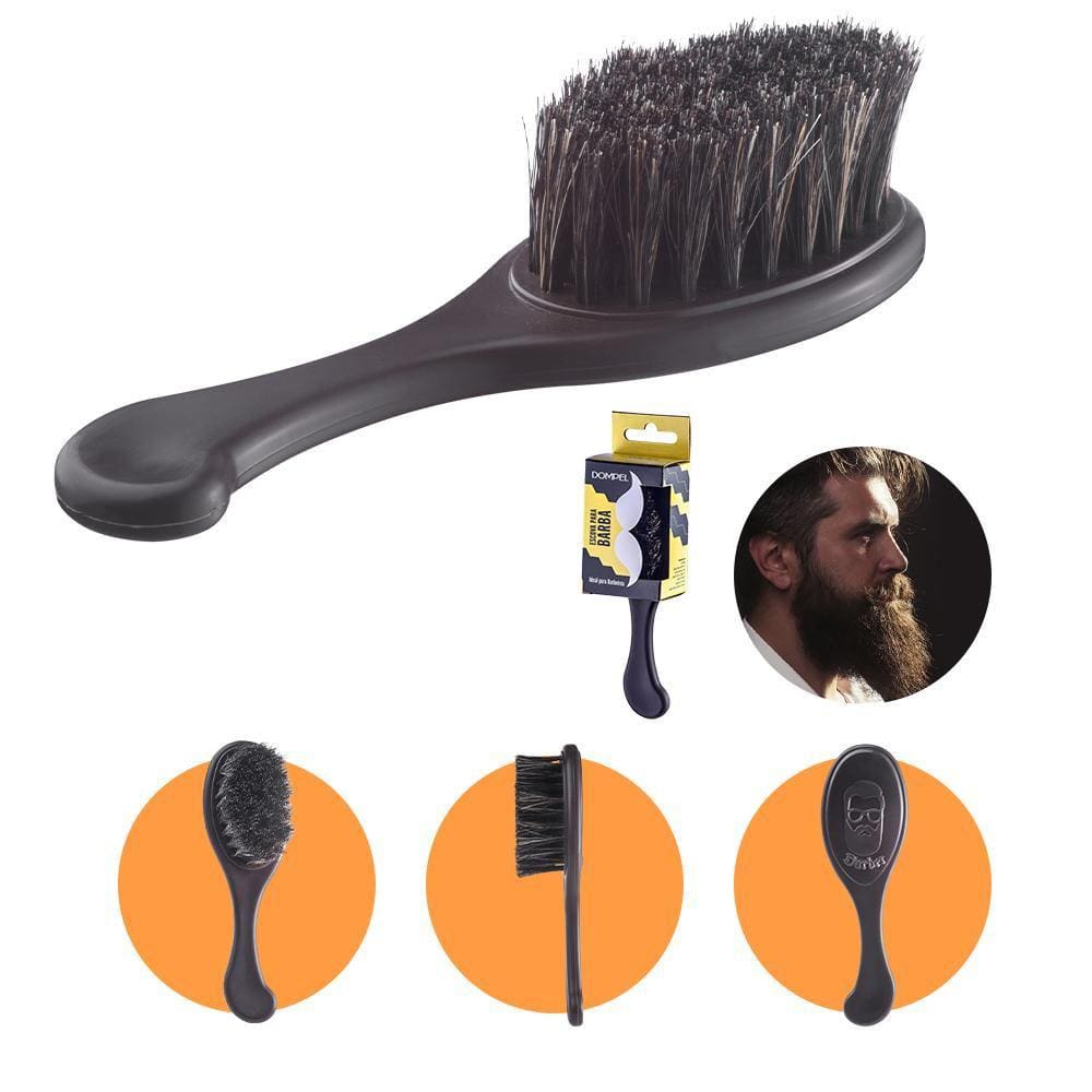 Escova para Barba Alisadora Cerdas Mistas Dompel Preto