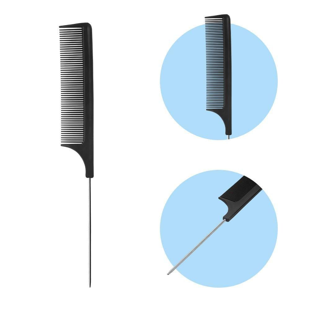 Pente de Cabelo Profissional Dentes Finos Cabo Metal Dompel