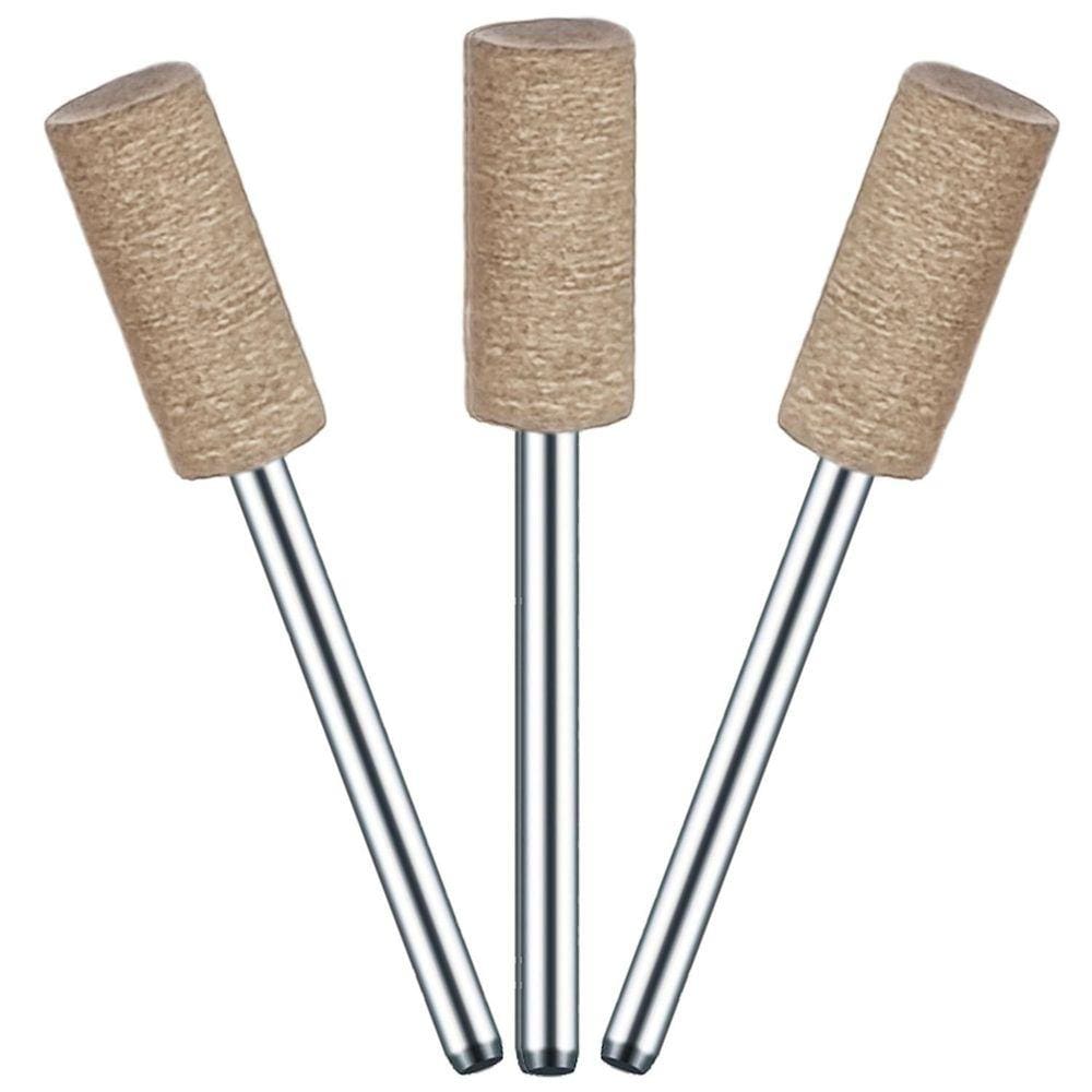 Kit 3 Ponta Montada 8Mm X 3Mm Couro Polir Micro Retífica