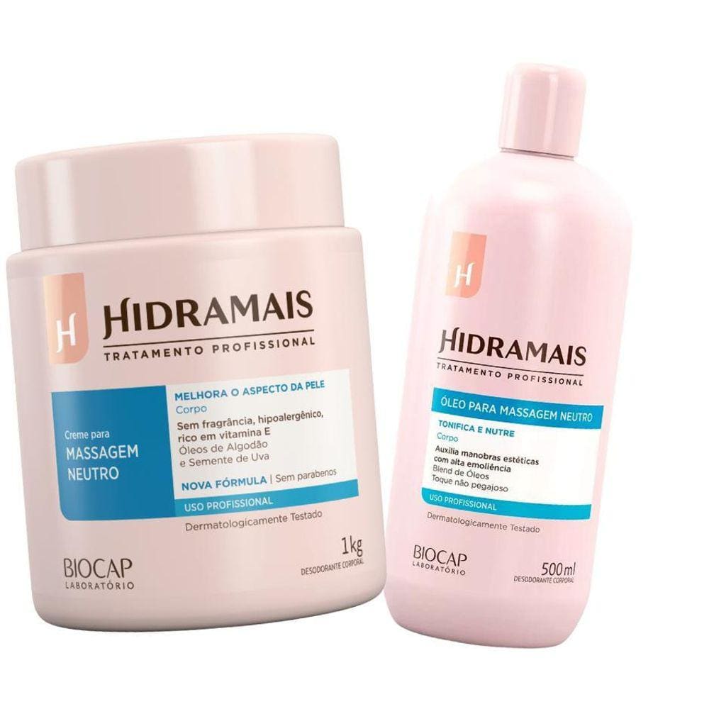 Kit De Massagem Corporal Neutro Creme E Oleo Hidramais 2Un